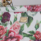 Chic Floral Sicily Shoulder Bag in White Leather