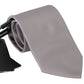 Grey 100% Silk Wide Necktie Men Accessory Tie