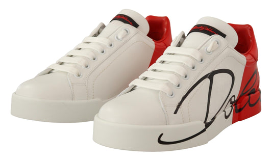Elegance Unleashed: White and Red Lace-Up Sneakers