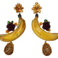 Sicilian Banana Crystal Clip-On Earrings