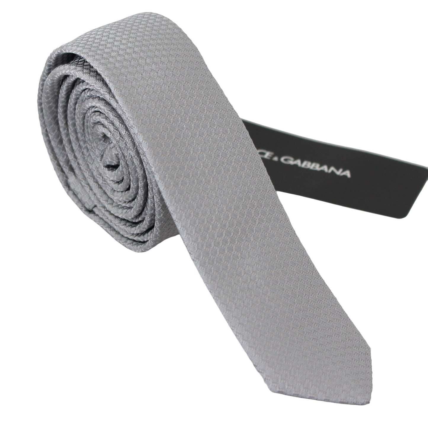 Grey 100% Silk Embroidered Classic Wide Necktie Tie