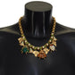 Multicolor Crystal Gold Statement Necklace