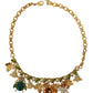 Multicolor Crystal Gold Statement Necklace