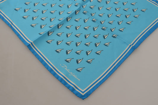 Light Blue Printed DG Logo Square Handkerchief Scarf