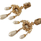 Baroque-Inspired Gold Clip-on Earrings