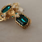 Baroque-Inspired Gold Clip-on Earrings