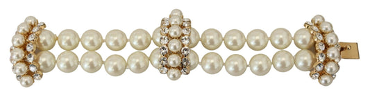 Gold Tone Crystal Faux Pearl SICILY Wrist Bracelet