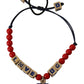 Elegant Blue, Red Glass & Zama Bracelet