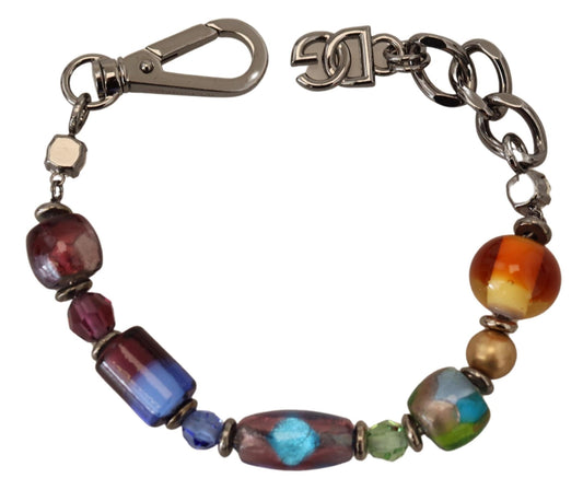 Multicolor Beaded Silver Chain Bracelet