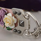 Beige Floral Leather Shoulder Strap Accessory