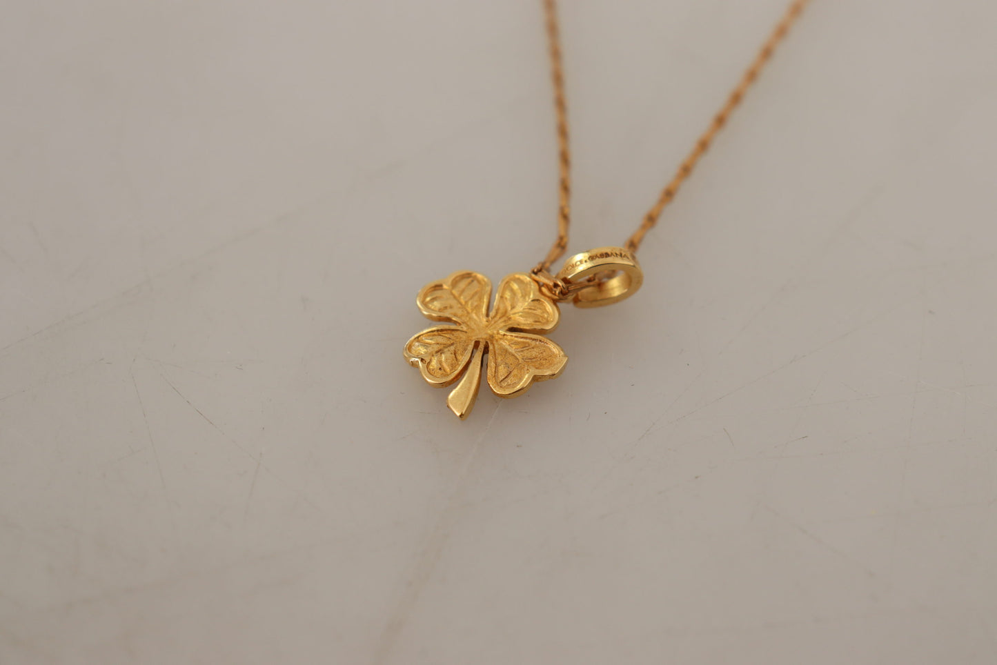 Elegant Gold Tone Clover Charm Necklace