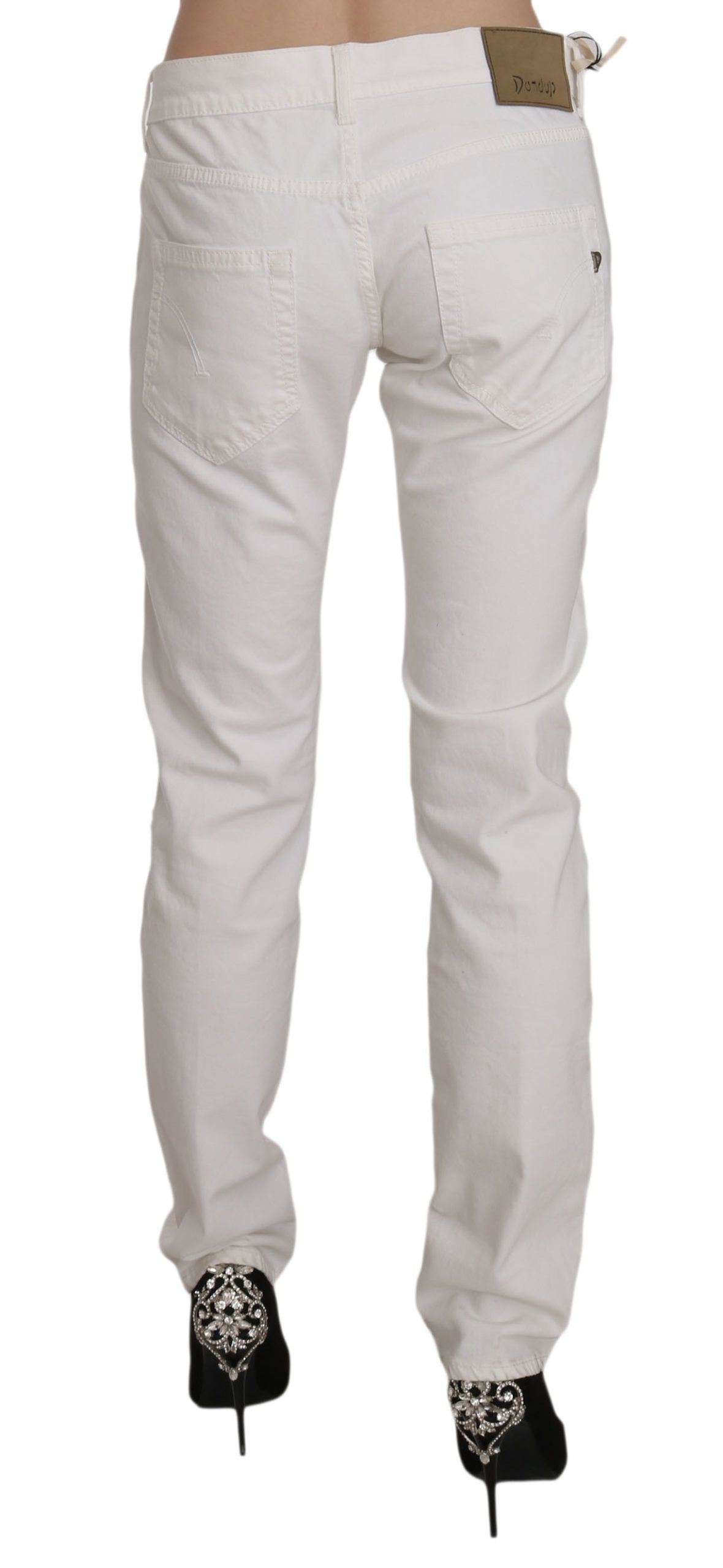 Chic White Skinny Cotton Blend Pants
