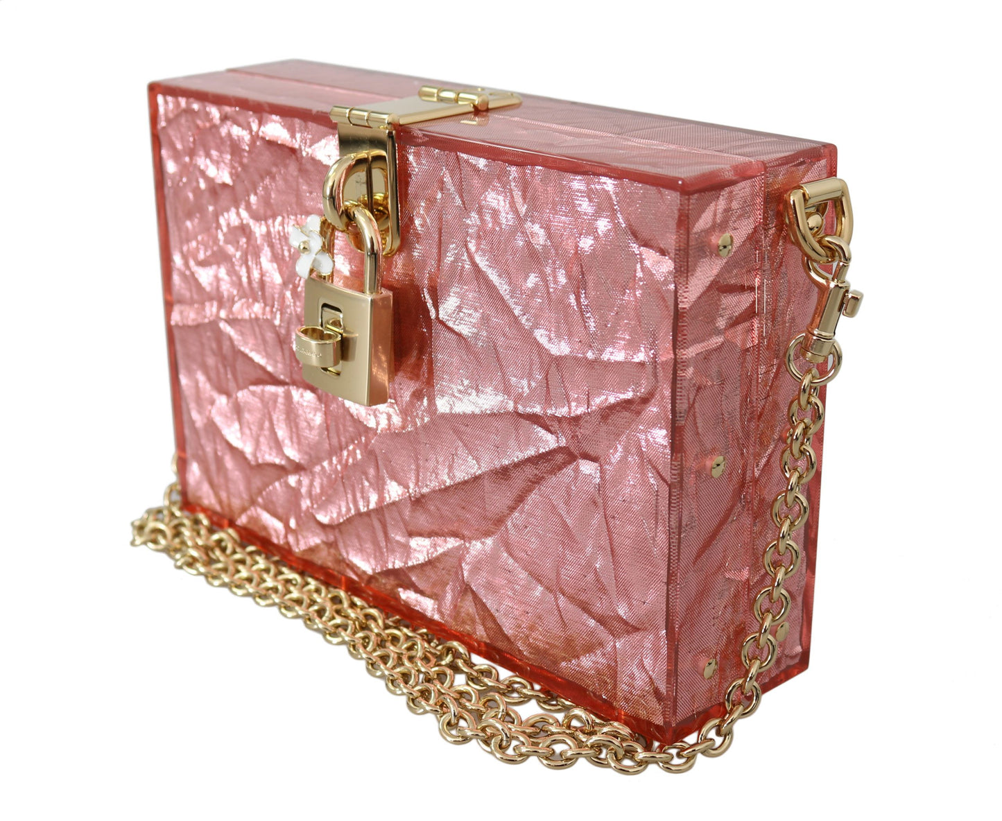 Elegant Rose Pink Metallic Sheen Box Bag
