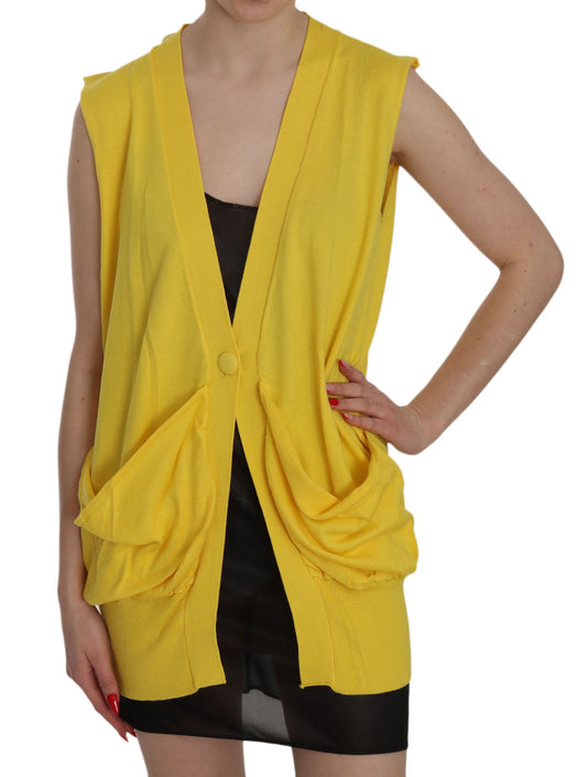 Elegant Yellow Sleeveless Cotton Vest