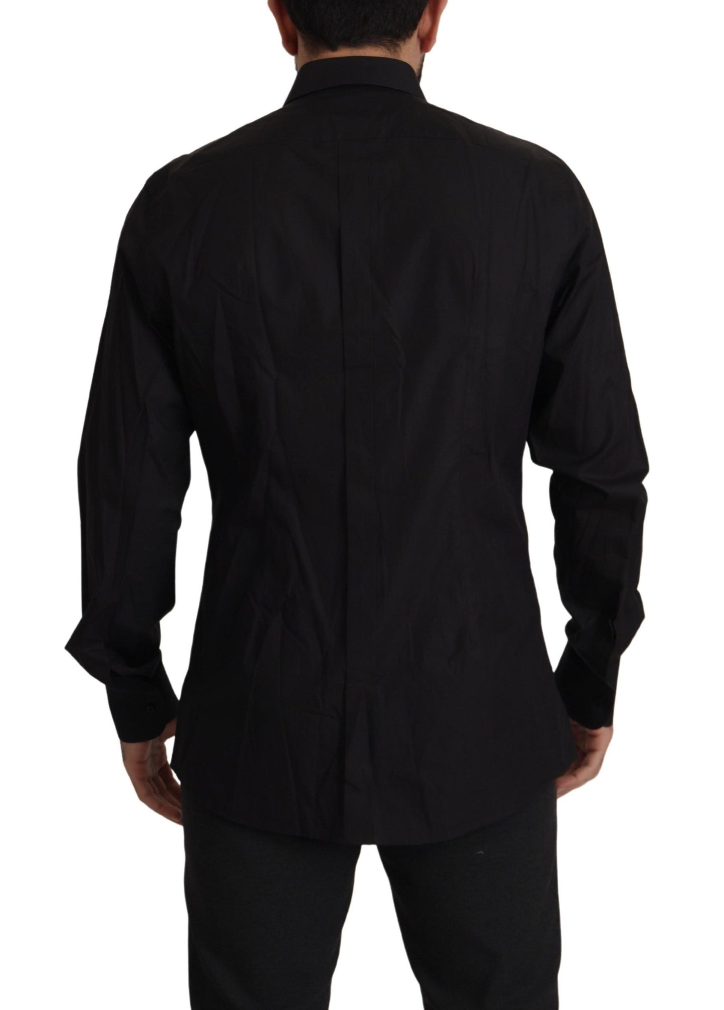 Sleek Black Tuxedo Dress Shirt - Slim Fit