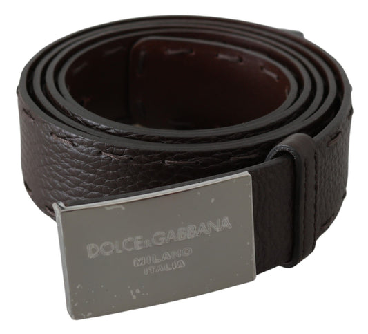 Elegant Brown Leather Belt with Silver Buckle