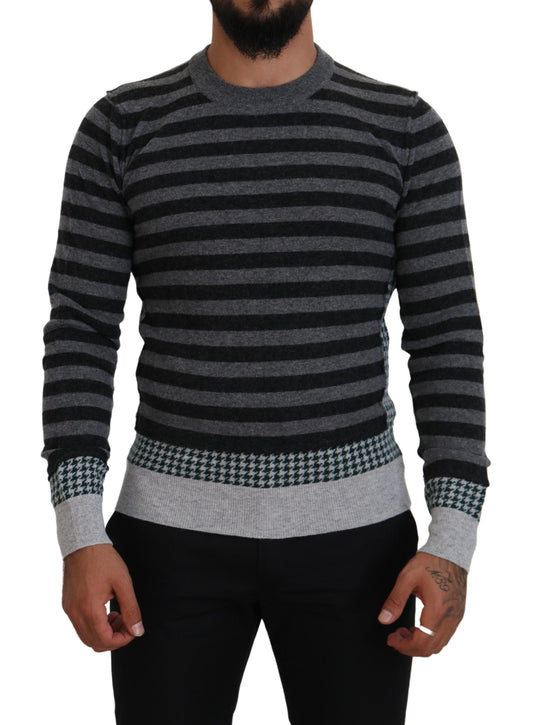 Elegant Striped Wool Crewneck Sweater