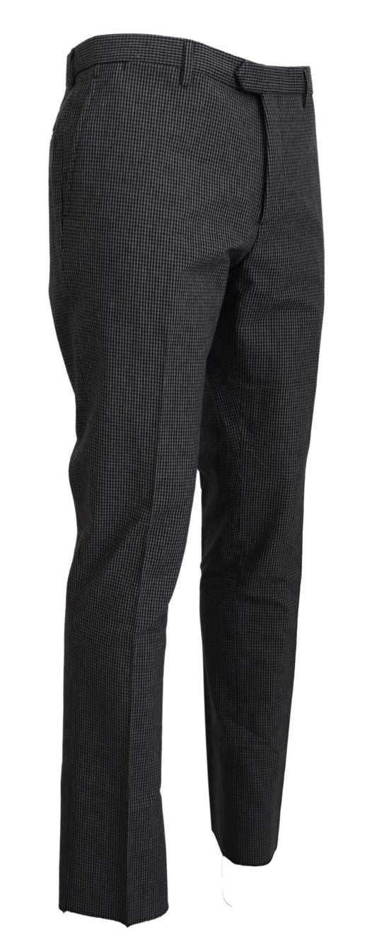 Elegant Checkered Straight Fit Trousers