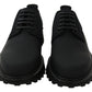 Black Rubberized Calfskin Chunky Derby Vulcano Shoes