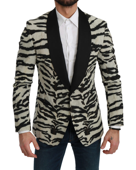 Zebra Print Silk Formal Blazer