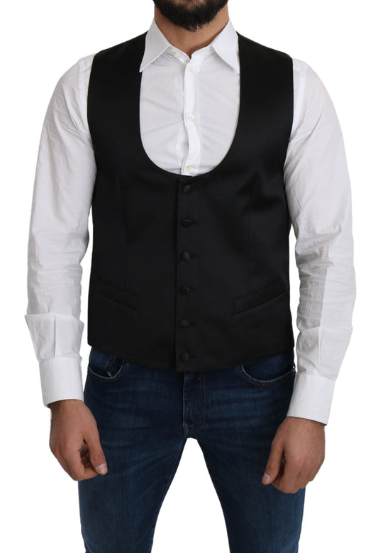 Elegant Black Silk Formal Vest