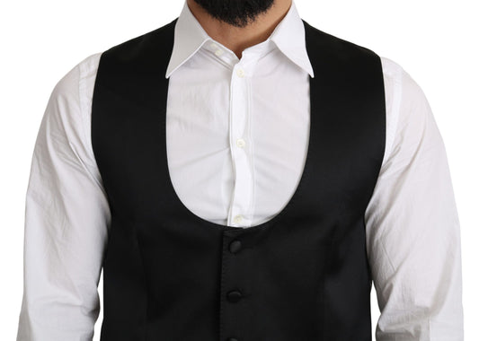 Elegant Black Silk Formal Vest