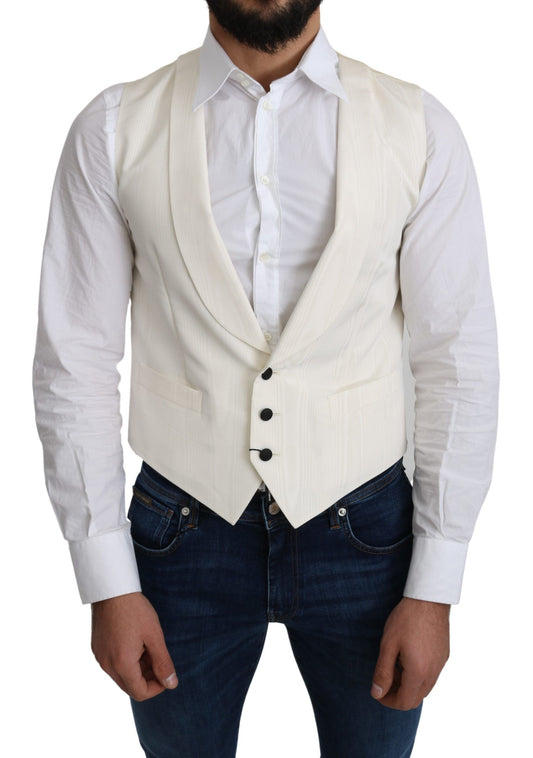 Elegant Silk Formal Vest in Off-White Ivory