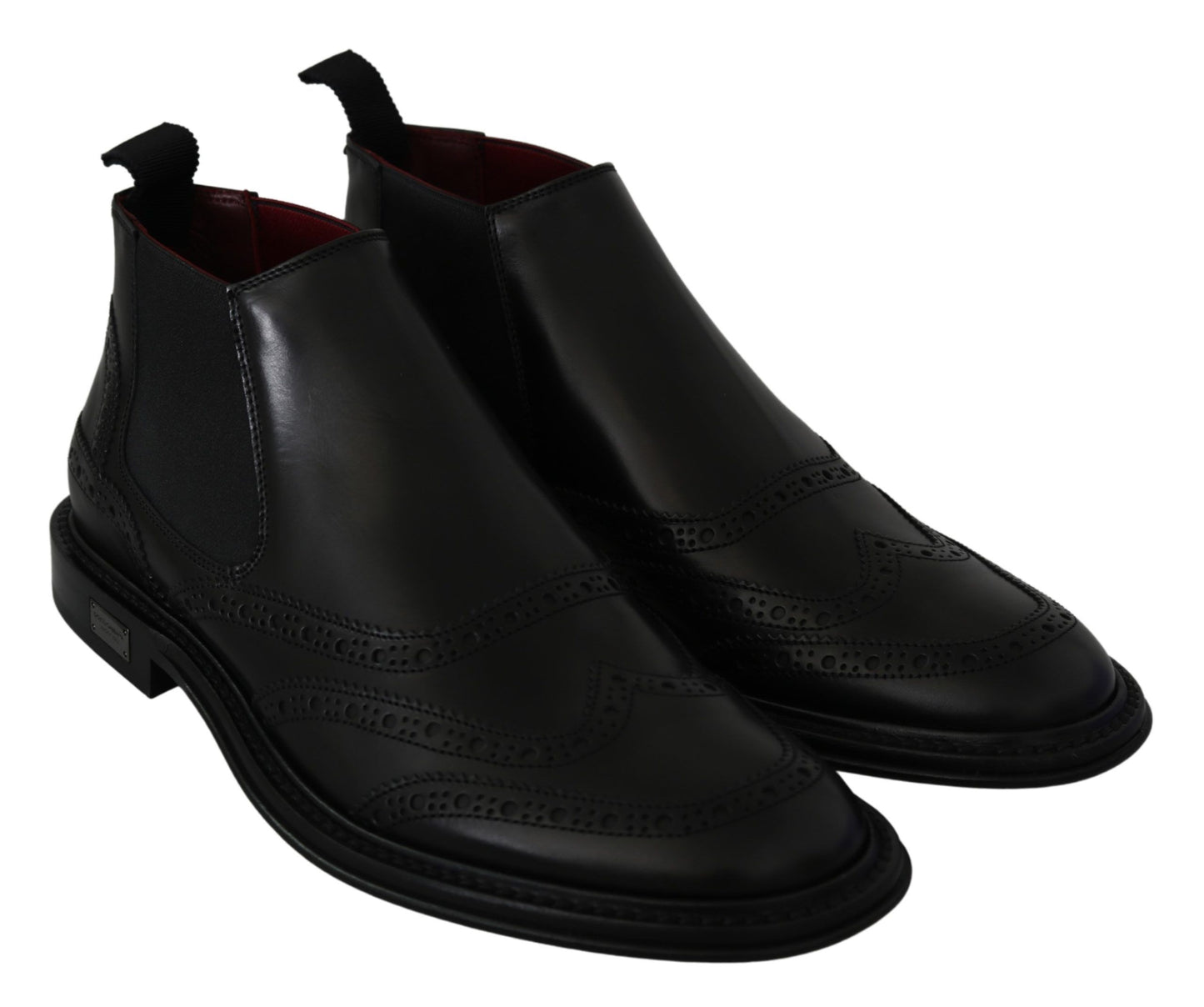 Black Leather Boots Stretch Mens Shoes