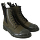 Green Leather Boots Zipper Mens Shoes