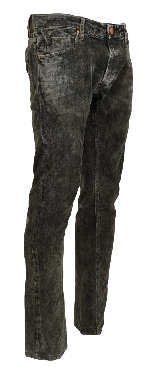 Elegant Grey Washed Corduroy Pants