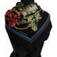 Elegant Silk Square Scarf with Fruit Motif