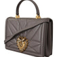 Dolce & Gabbana Gray Leather Nappa Small Shoulder Strap DEVOTION  Women Bag