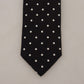 Elegant Black Polka Dot Silk Tie