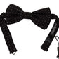 Black White Polka Dot Silk Adjustable Neck Papillon Bow Tie