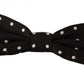 Black White Polka Dot Silk Adjustable Neck Papillon Bow Tie