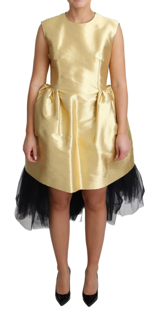 Elegant Gold Flared A-Line Dress