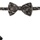 Elegant Silk Bow Tie in Black Fantasy Pattern