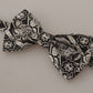 Elegant Silk Bow Tie in Black Fantasy Pattern