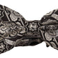 Elegant Silk Bow Tie in Black Fantasy Pattern