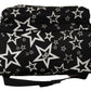 Star Print Designer Backpack - Black Leather & Nylon