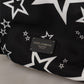 Star Print Designer Backpack - Black Leather & Nylon