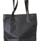 Elegant Canvas & Leather Tote Bag - Black & White