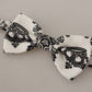 Elegant White Silk Bow Tie with Crown Pattern