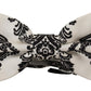 Elegant White Silk Bow Tie with Crown Pattern