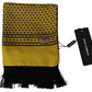 Scarf Yellow Patterned Silk Neck Wrap Fringes