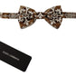 Elegant White Patterned Silk Bow Tie