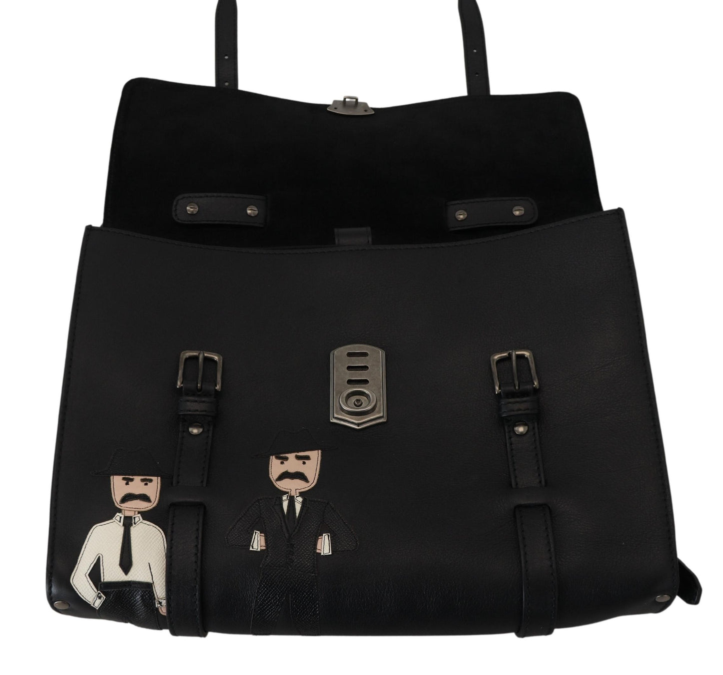 Elegant Black Calfskin Leather Briefcase Bag