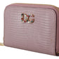 Elegant Pink Leather Zip Around Wallet