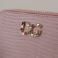 Elegant Pink Leather Zip Around Wallet