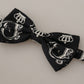 Elegant Silk Black Crown Bow Tie